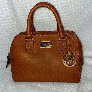 Michael Kors Saffiano Leather Brown Dome Satchel
